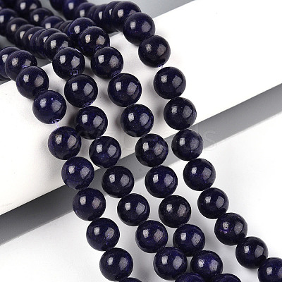 Dyed Natural Mashan Jade Round Beads Strands G-T139-8mm-67H-1
