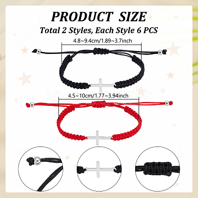 12Pcs 2 Styles Adjustable Polyester Thread Braided Bracelets for Women Men BJEW-UN0001-88B-1