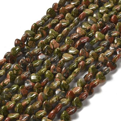 Natural Unakite Beads Strands G-P575-C11-6mm-1