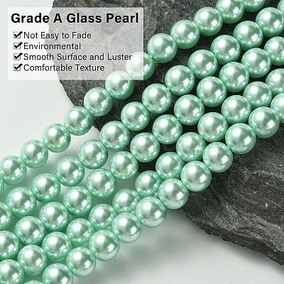 Eco-Friendly  Dyed Glass Pearl Round Bead Strands HY-A002-8mm-RB034-1