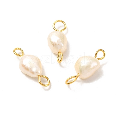 Natural Cultured Freshwater Pearl Beads Links Connectors PALLOY-JF00943-02-1