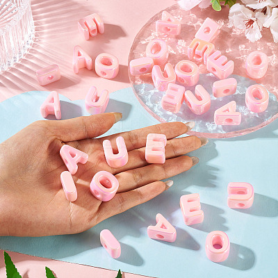 50Pcs 5 Styles UV Plating Opaque Acrylic Beads PACR-TA0001-31D-1