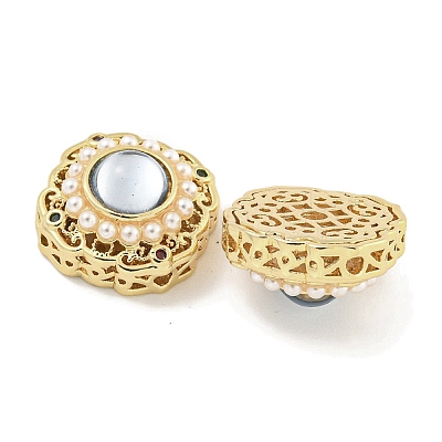 Brass with ABS Imitation Pearl with Resin with Clear Cubic Zirconia Charms KK-Q820-34G-1
