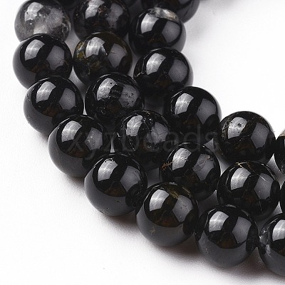 Natural Black Tourmaline Beads Strands G-F666-05-6mm-1