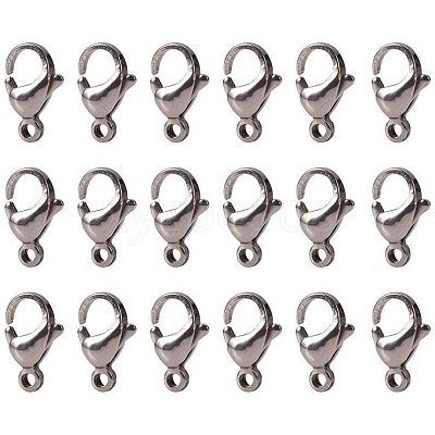 304 Stainless Steel Lobster Claw Clasps STAS-PH0010-08-WH-1