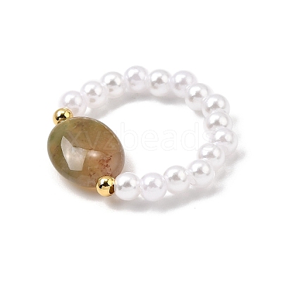 Natural Indian Agate Stretch Rings for Women RJEW-JR00911-1