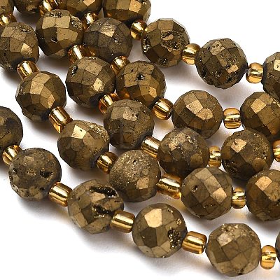 Electroplated Natural Druzy Geode Crystal Beads Strands G-F833-P01-10mm-04-1