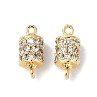 Brass with Cubic Zirconia Connector Charms KK-Q030-09G-1