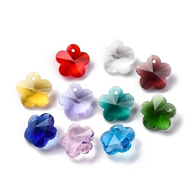 100Pcs 10 Colors Glass Pendants AJEW-H154-08C-1