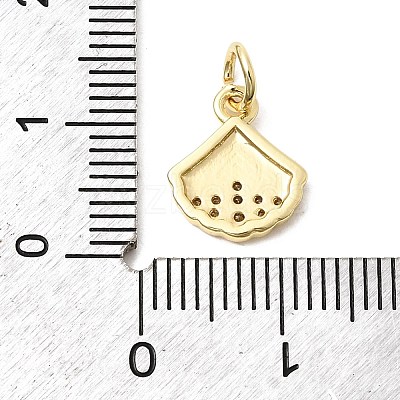 Brass Pave Clear Cubic Zirconia Pendants KK-G554-09B-G-1