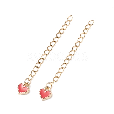 304 Stainless Steel Chain Extenders with Heart Alloy Enamel Charm FIND-JF00096-1
