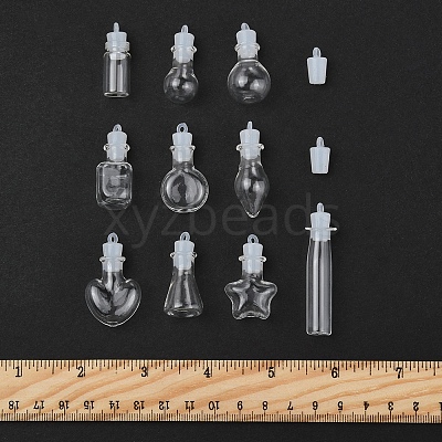 20Pcs 10 Styles Clear Glass Wishing Bottle Pendants GLAA-FS0002-19-1