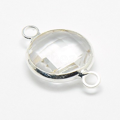 Silver Color Plated Brass Glass Links connectors GLAA-J011B-S-1