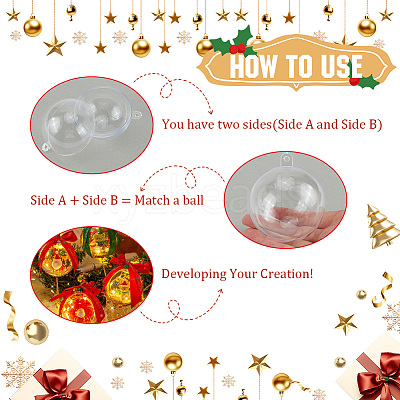 10Pcs Transparency Acrylic Christmas Balls Pendants DIY-CP0013-38A-1