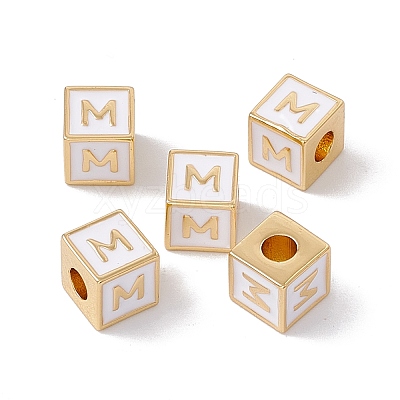 Rack Plating Brass Enamel Beads KK-B060-04G-04M-1