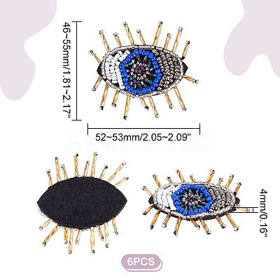 Evil Eye Felt Cloth Patches PATC-WH0007-13-1