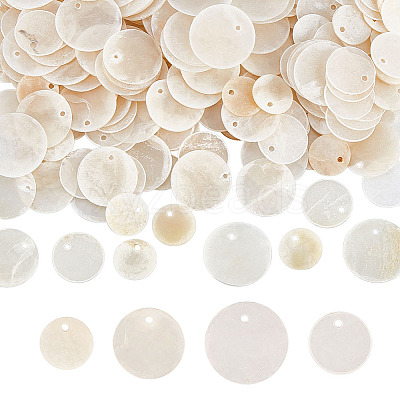 200Pcs 4 Styles Natural Capiz Shell Pendants SSHEL-ME0001-07-1