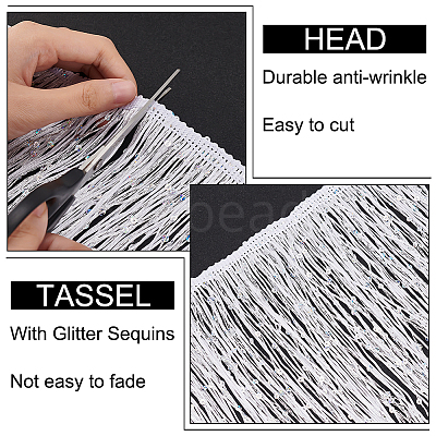 5M Sparkle Polyester Tassel Lace Trim OCOR-OC0001-38A-1
