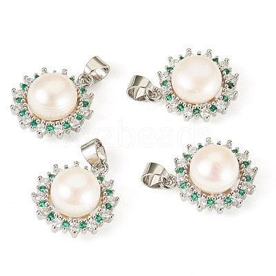 4Pcs Natural Pearl Pendants PALLOY-TAC0182-1