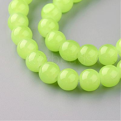 Baking Paint Imitation Jade Glass Round Bead Strands DGLA-Q021-10mm-08-1