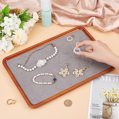 Rectangle Wooden with Velvet Jewelry Trays ODIS-WH0038-29-1