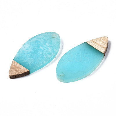 Transparent Resin & Walnut Wood Pendants RESI-T035-27-A02-1
