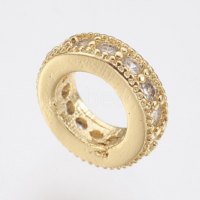 Brass Micro Pave Cubic Zirconia Rondelle Wheel European Beads LS-ZIRC-F083-094G-RS-1