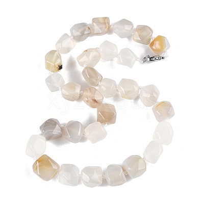 Natural White Agate Nuggets Beaded Necklaces for Women Men NJEW-K388-01S-1