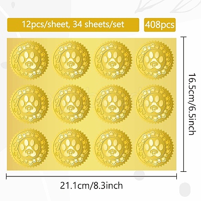 34 Sheets Self Adhesive Gold Foil Embossed Stickers DIY-WH0509-082-1
