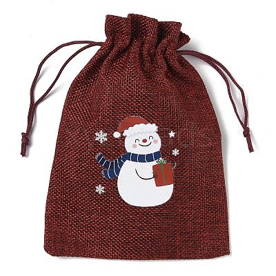 Christmas Theme Jute Cloth Storage Bags ABAG-F010-01B-09-1