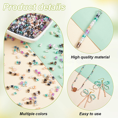 24G 6 Colors Inside Colours Glass Cylinder Seed Beads GLAA-PH0003-69-1