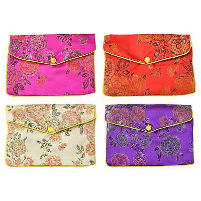Rectangle Floral Embroidery Cloth Zipper Pouches ABAG-YW0001-03D-1