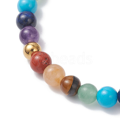 Chakra Natural Mixed Gemstone Beads Stretch Bracelets for Women BJEW-JB12607-02-1