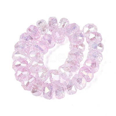 Electroplate Transparent Crackle Glass Beads Strands EGLA-Q135-01A-B05-1