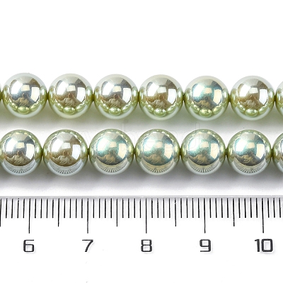 UV Plating Pearlized Glass Pearl Beads Strands GLAA-F128-01B-T14-1
