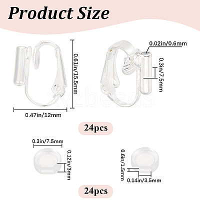24Pcs Brass Clip-on Earring Converters Findings KK-SP0001-16S-1