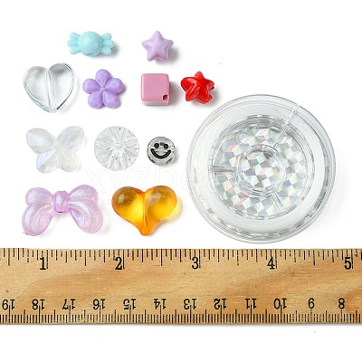 106Pcs 11 Styles Transparent Mixed Colors Acrylic Beads with Strong Stretchy Beading Elastic Thread OACR-FS0001-60-1