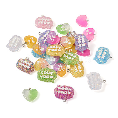 30Pcs 15 Styles Transparent Resin Pendants RESI-CW0001-21-1