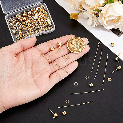 304 Stainless Steel Ball Post Stud Earring Findings & Flat Head Pins & Ball Head Pins & Eye Pin & Jump Rings STAS-BBC0010-38G-1