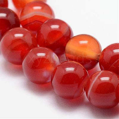 Natural Striped Agate/Banded Agate Bead Strands G-K166-13-10mm-1