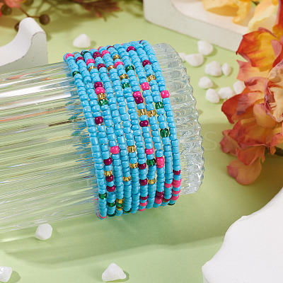 Resin Beads Bracelets BJEW-TAC0080-01B-1