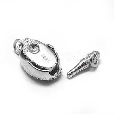 Anti-Tarnish Rhodium Plated 925 Sterling Silver Box Clasps STER-L057-011P-1