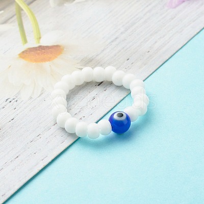 Handmade Glass Beads Stretch Rings RJEW-JR00373-1