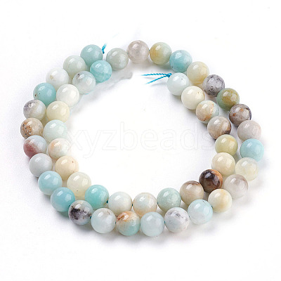 Natural Flower Amazonite Beads Strand G-E487-49-6MM-1