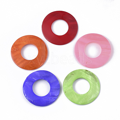 Spray Painted Freshwater Shell Pendants SHEL-S276-56B-1