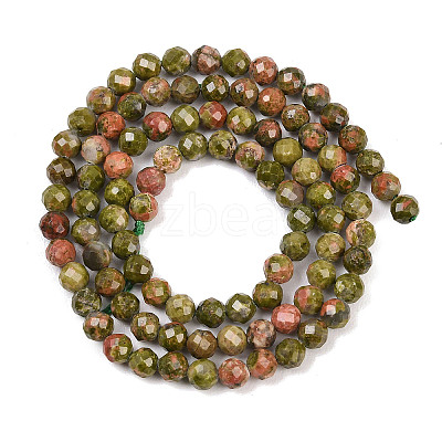 Natural Unakite Beads Strands G-B171-C03-4mm-1