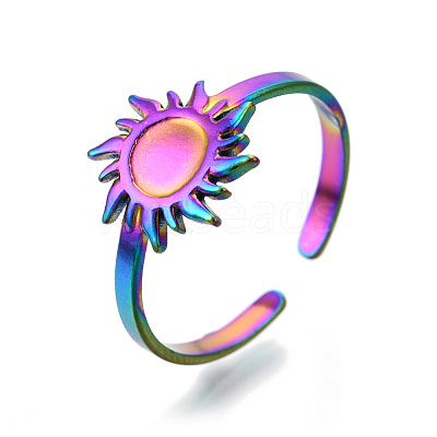 304 Stainless Steel Sun Cuff Rings RJEW-N038-116M-1