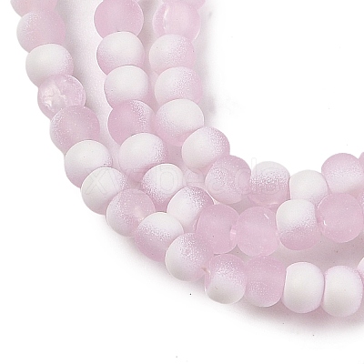 Frosted Crackle Glass Beads Strands GLAA-U001-4mm-M03-1