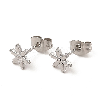 Non-Tarnish 304 Stainless Steel Snowflake Stud Earrings for Women EJEW-I281-34P-1