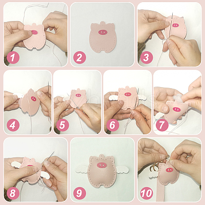 DIY Imitation Leather Flying Pig Pendant Keychain Sewing Kits DIY-WH0530-96-1